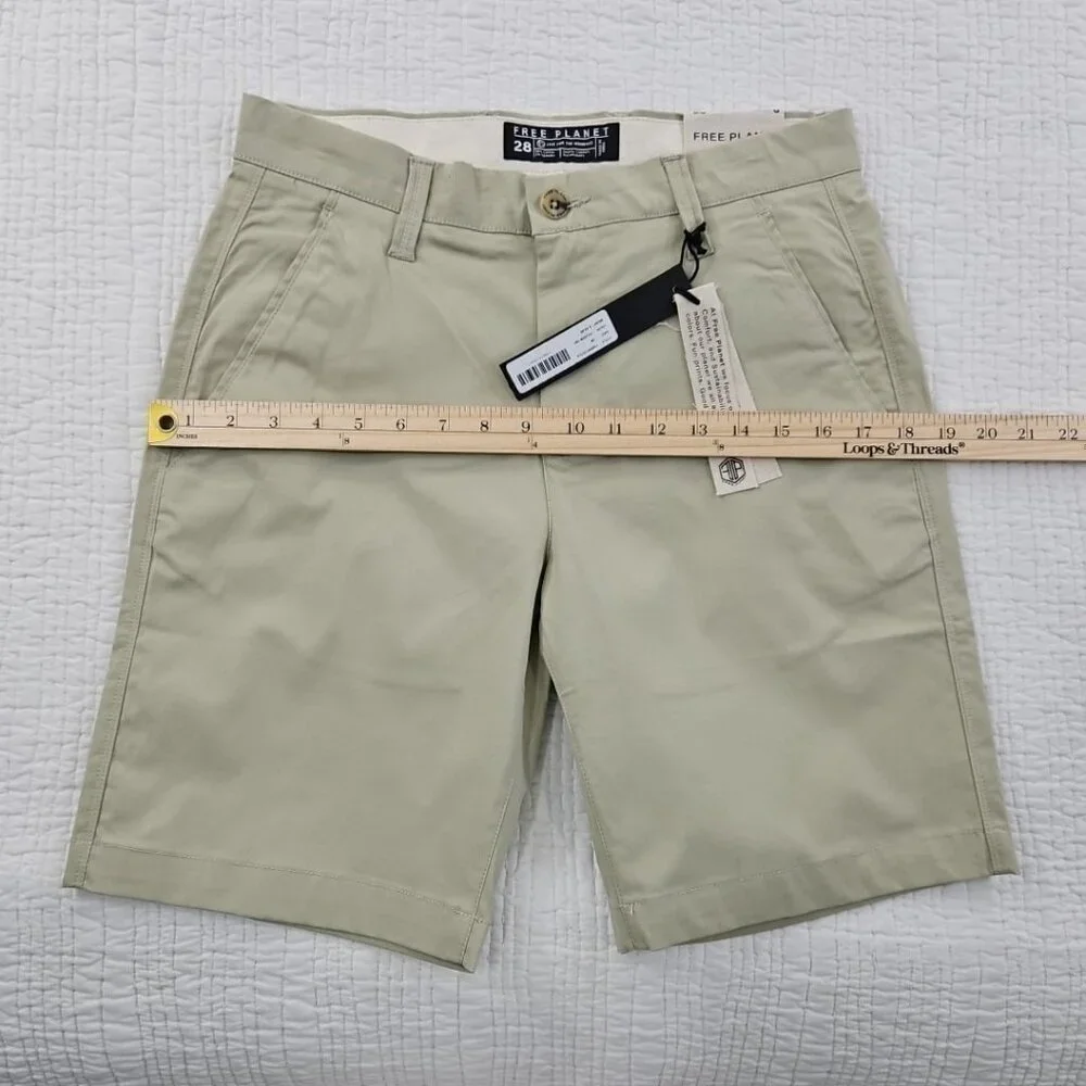 NWT‎ Free Planet Men's Stretch Chino Shorts Men's 28 Celadon Green 9